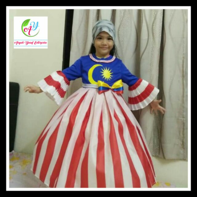 Baju Gaun Merdeka Bendera Jalur Gemilang Malaysia Gown Dress