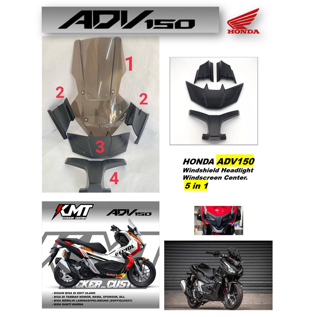 Honda Adv Visor Windshield Cover Winglet Alis Lampu Side Air Flow Complet Set Bcvadv Bk