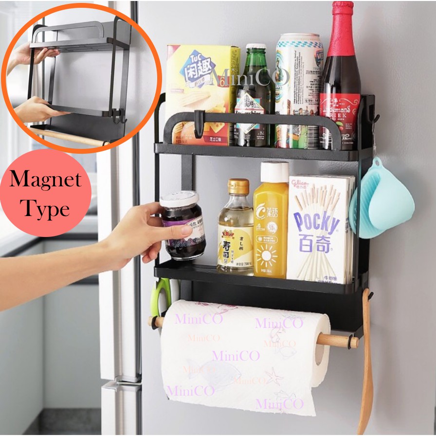 Magnet Black Metal Refrigerator Rack Fridge Shelf With Cling Wrap ...
