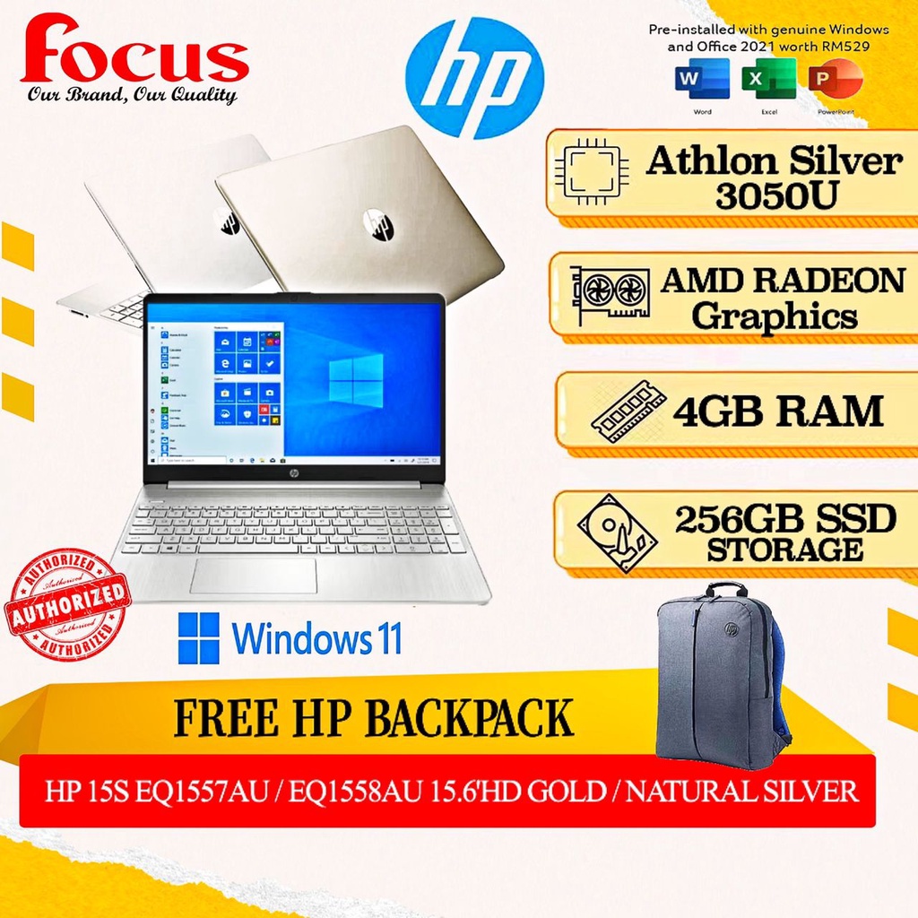 Hp 15s Eq1557au Pale Gold 15s Eq1558au Silver Laptop 15inathlon 3050u4gb Ddr4256gb 5380