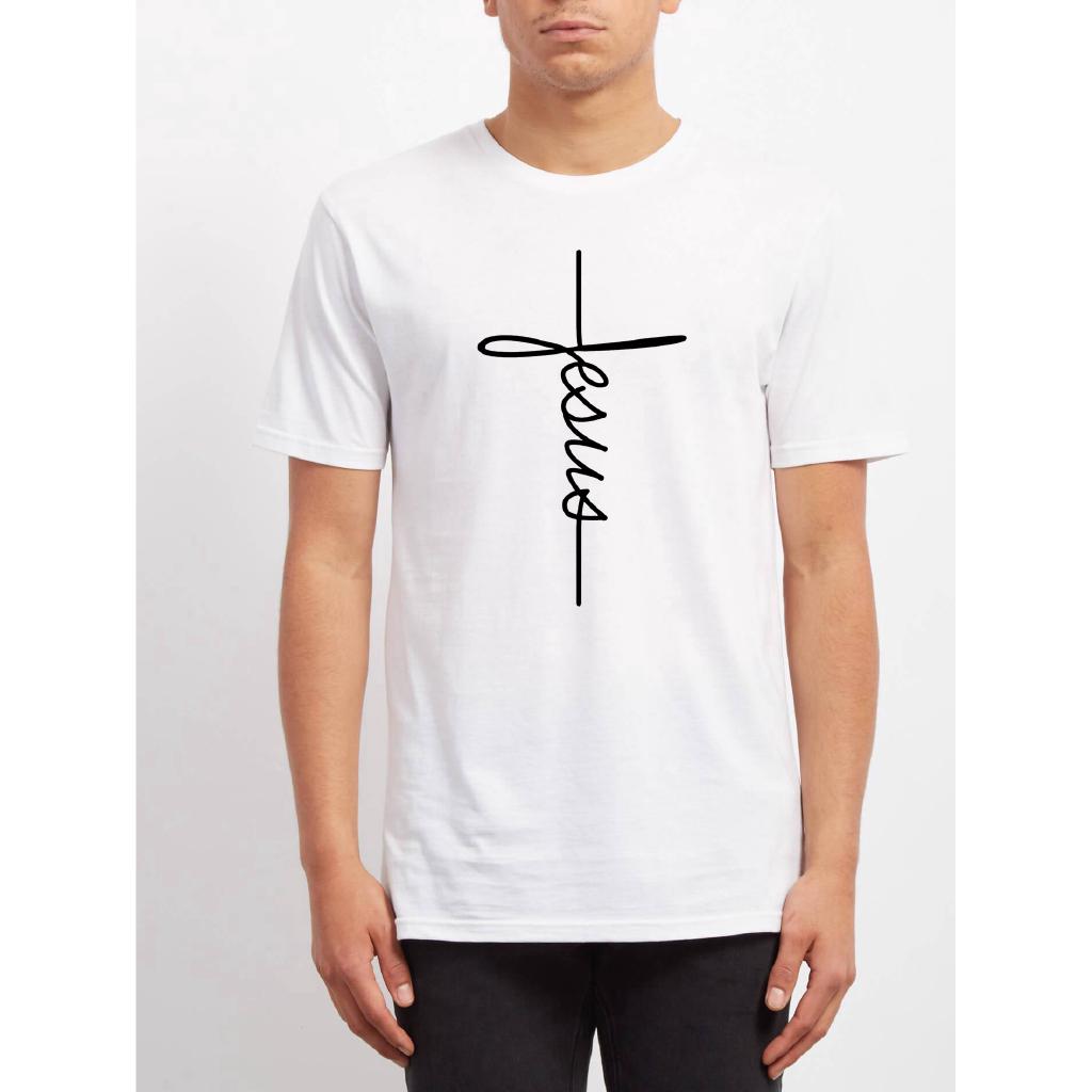 Jesus Cross Letter Print T-shirt Men Women Tumblr Tees Christian Pray ...