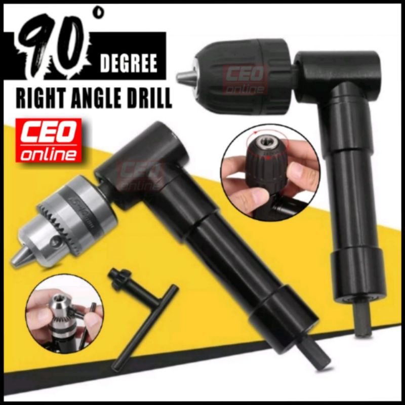 Ceo 🇲🇾 90° Degree Right Angle Electric Drill Chuck Corner Impact Drill Adapter Right Angle Bend