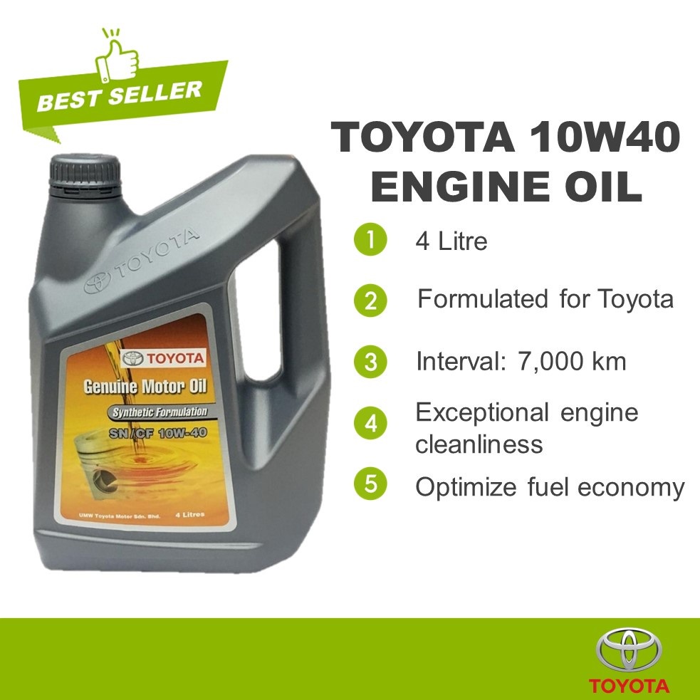 TOYOTA 10W40 ENGINE OIL 4L MINYAK HITAM SEMI SYNTHETIC 10W40 MINYAK