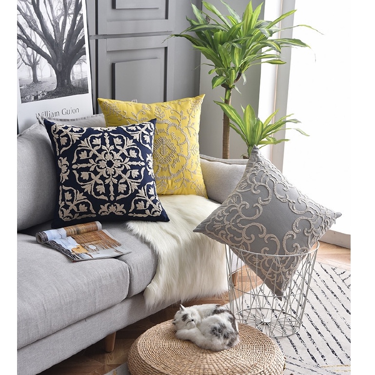 Luxury Cushion Cover 50x50 Embroidery Top Grade Sofa Pillow Case Sofa