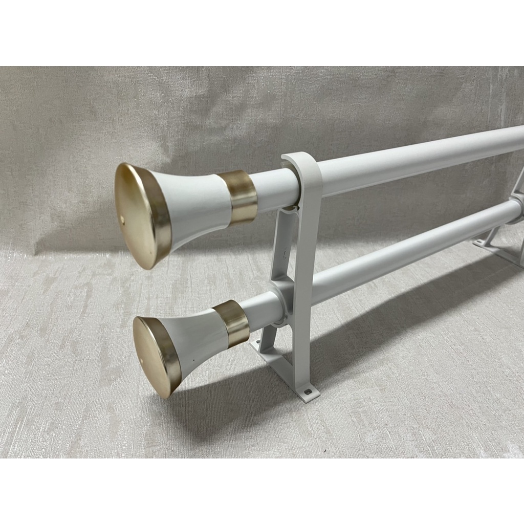 Double Curtain Rod Complete Set Of Rods Rail Accessories | Shopee Malaysia