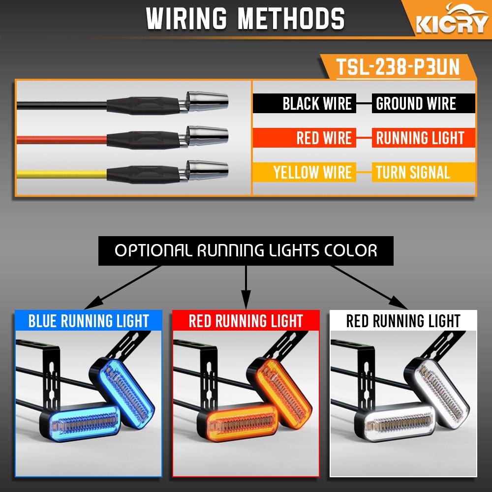 KICRY Motorcycle Amber Turn Signal Lights Flowing Turn Signal ...