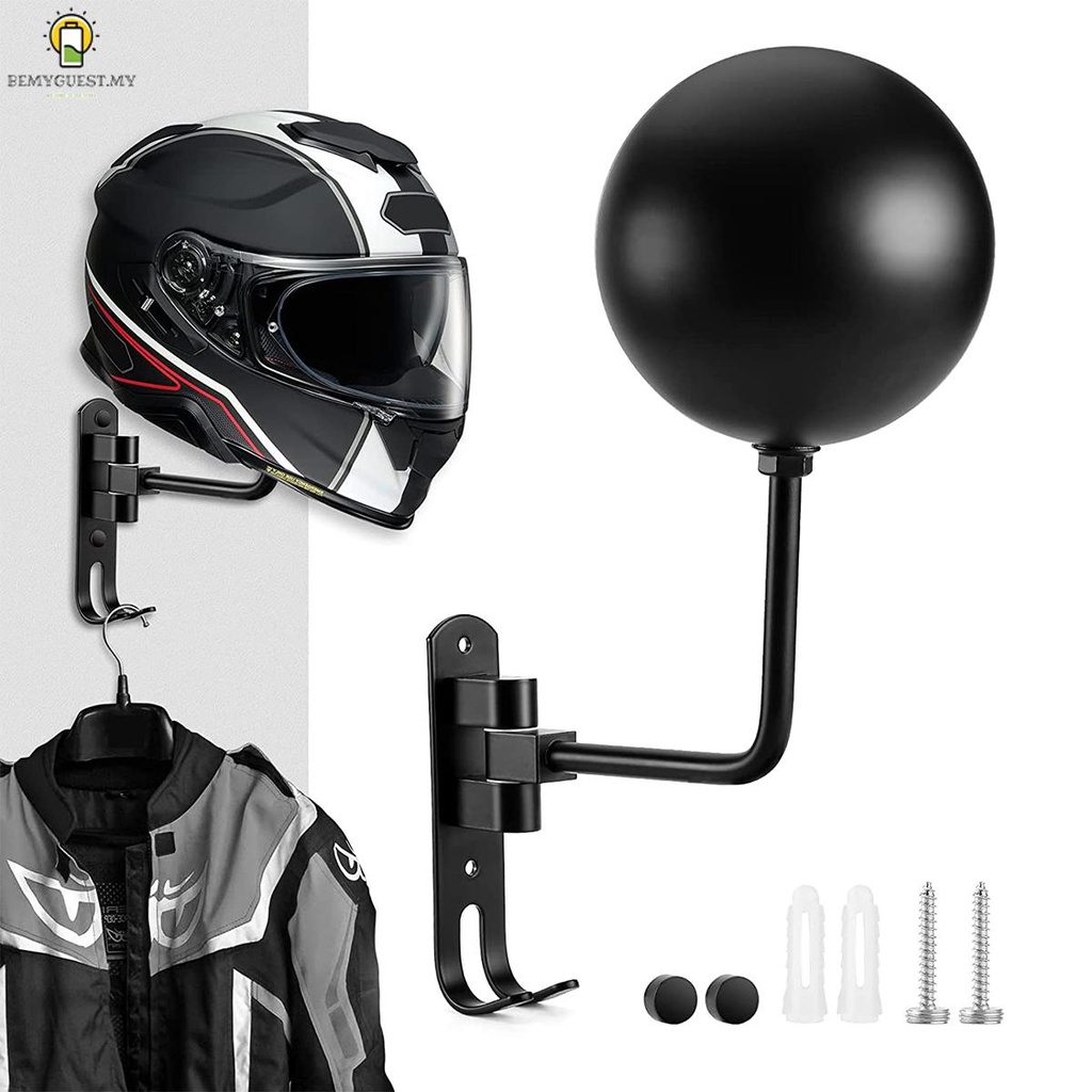 Motorcycle Helmet Rack Wall Mount Metal Helmet Holder 180° Rotation ...