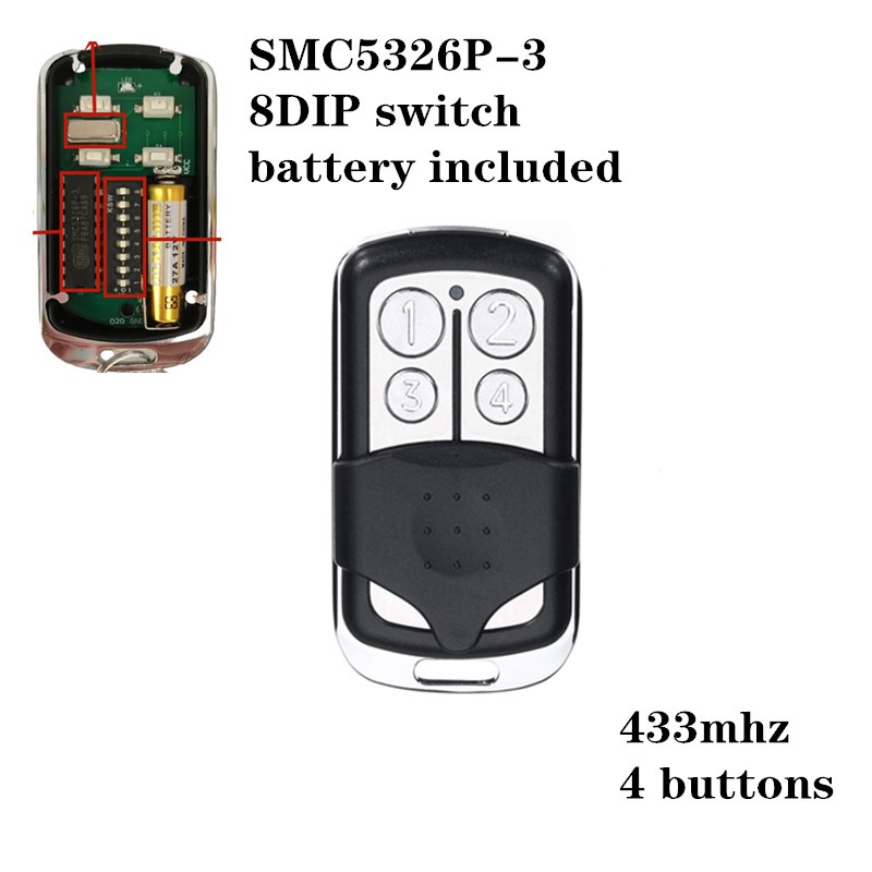 Gate Remote SMC5326P-3 8 DIP Switch 330mhz Autogate Replacement Switch Remote Control Key 433mhz