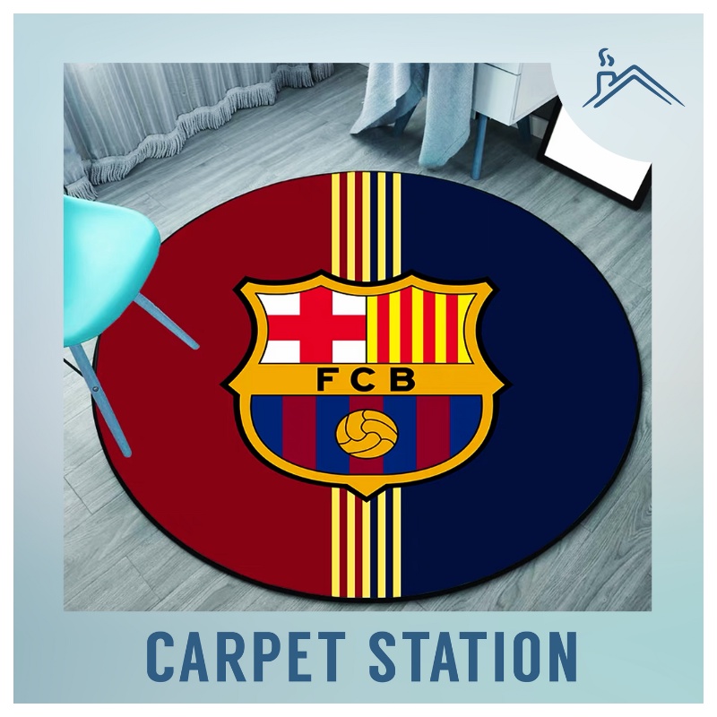 Karpet Velvet Barcelona Real Madrid PSG Team Logo Design Football Team ...