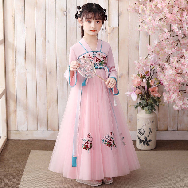 cheongsam dress long sleeve hanfu kids girl cheongsam long dress for ...