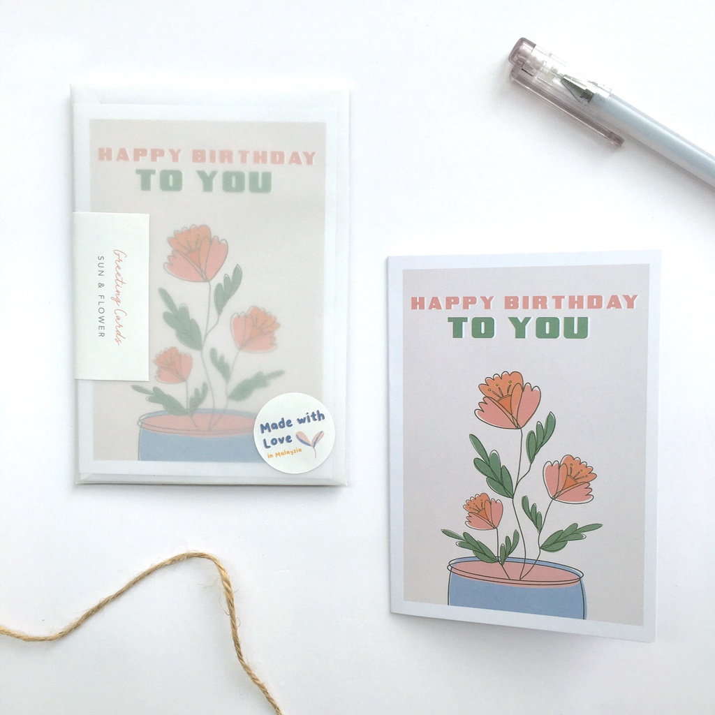 Birthday Greeting Card Free Envelope | Happy Birthday Card | Kad Hari ...