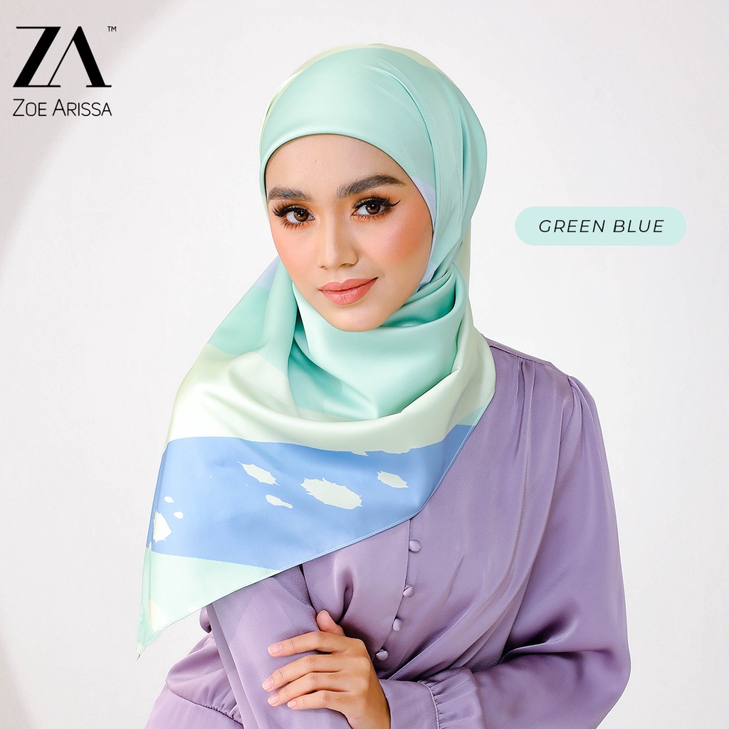 ZOE ARISSA TUDUNG BAWAL SATIN BIDANG 45 RAYA HAJI 2024 Printed Design ...