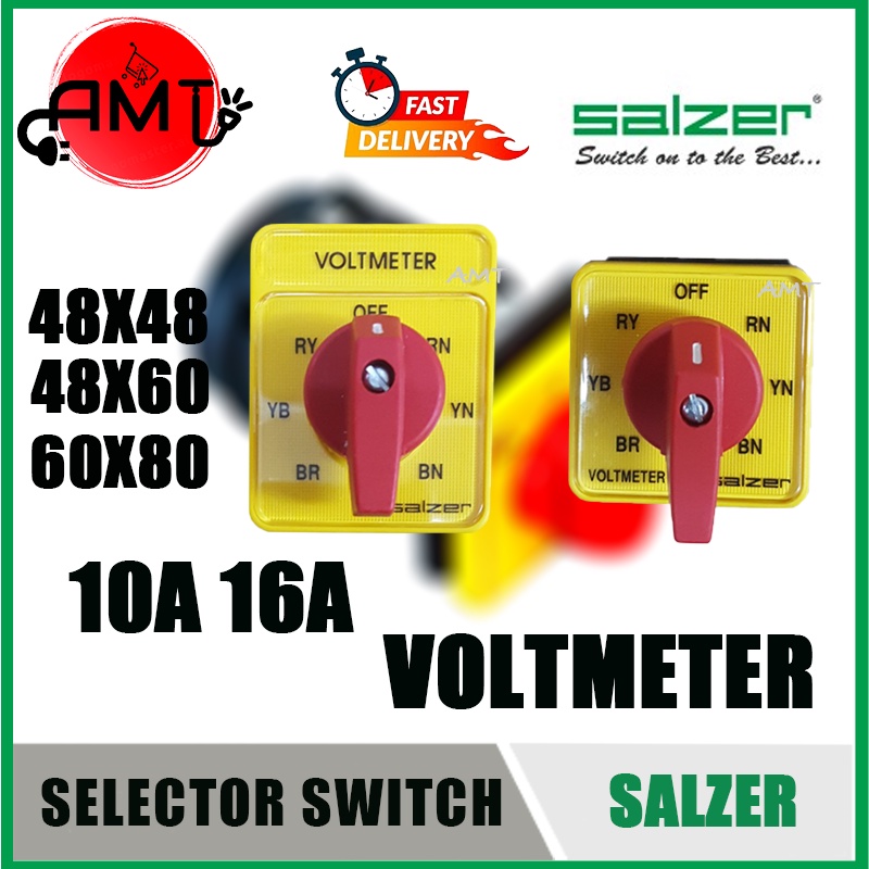 SALZER VOLTMETER SELECTOR SWITCH 10A 16A 61313 61313S 61313B 61312