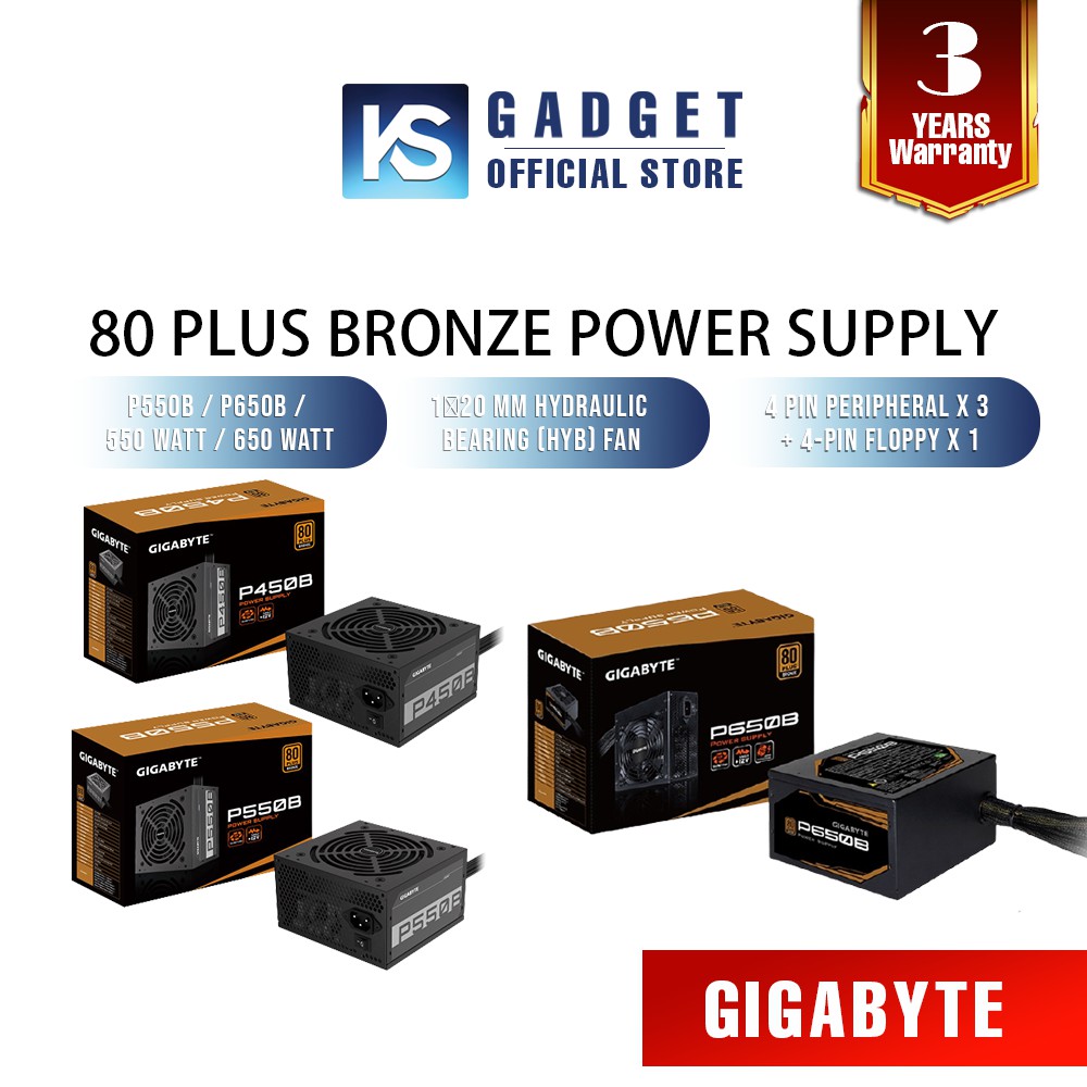 GIGABYTE P550B / P650B / 550 WATT / 650 WATT / 80 PLUS BRONZE POWER
