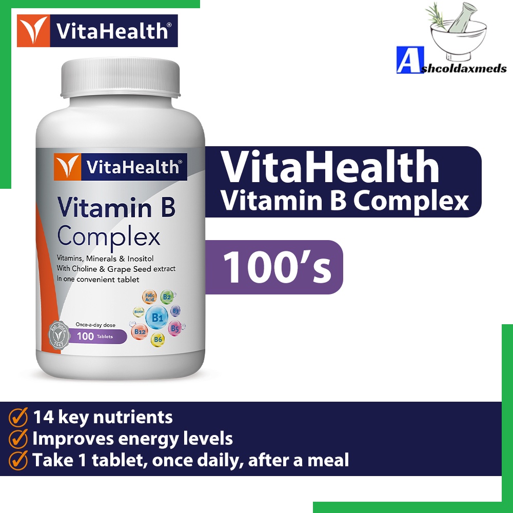 Vitahealth Vitamin B Complex 100's (Tenaga/Energy/Health Heart) EXP08 ...