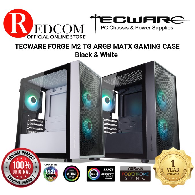 TECWARE FORGE M2 ARGB TG MATX GAMING CASE - BLACK / WHITE | Shopee Malaysia