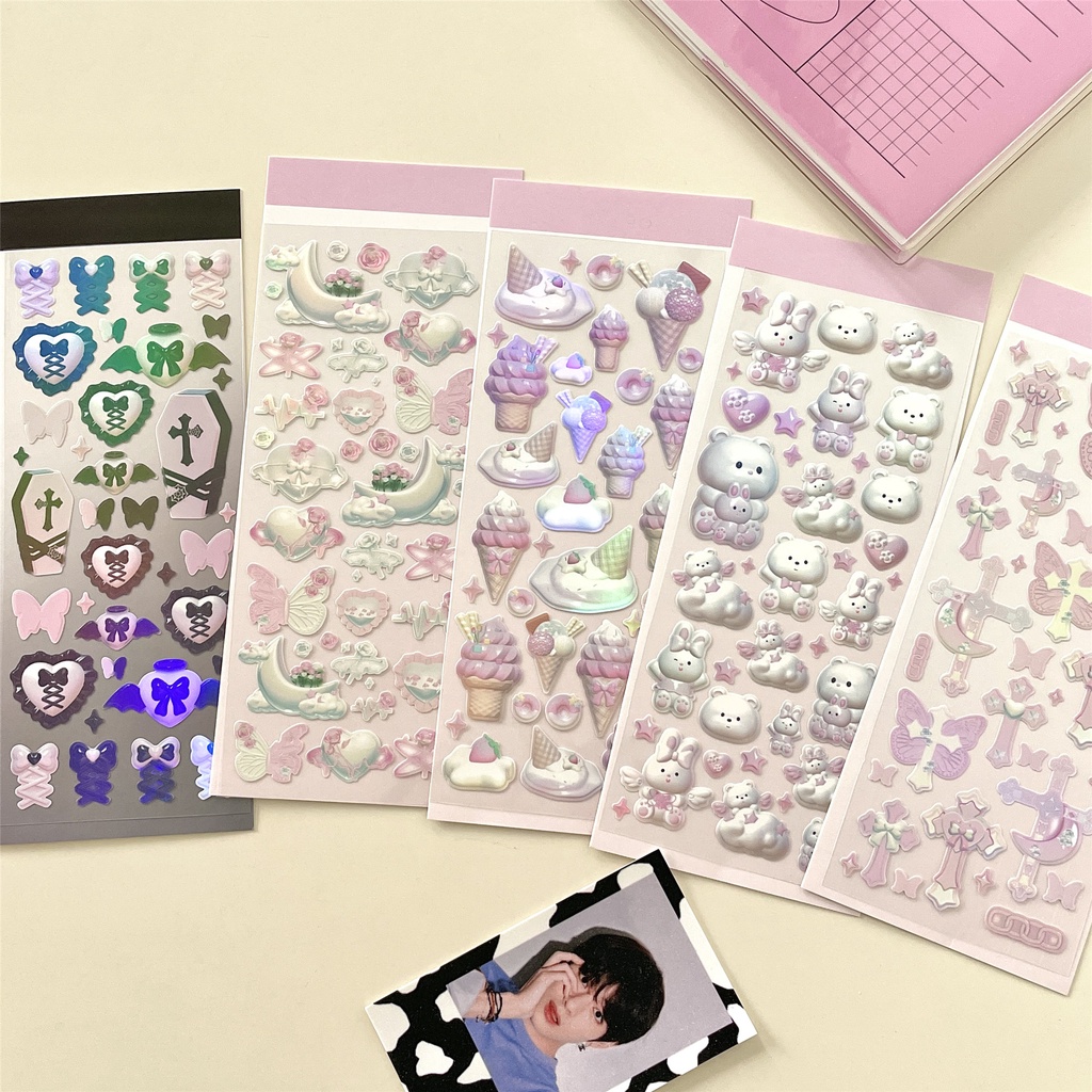 Ice Cream Bear 3D Laser Cuckoo Card Sticker diy Notebook Evaluation ...