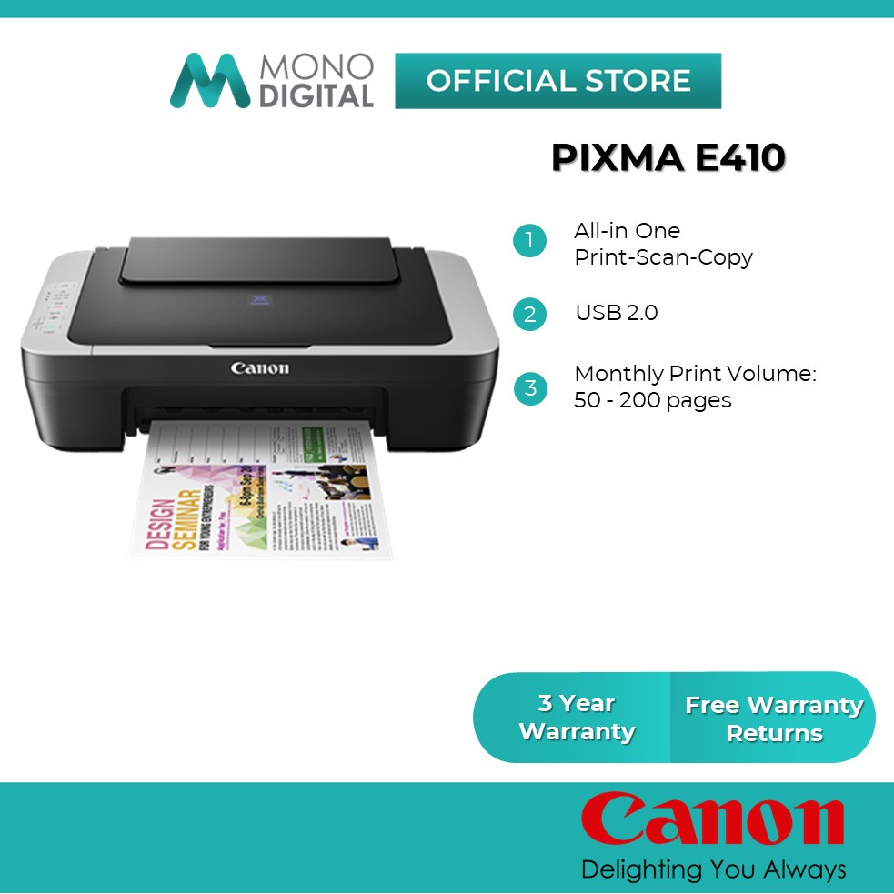 Canon Pixma E410 /E470 Wireless All In One Low Cost Cartridges Colour Wifi Printer Print/Scan/Copy