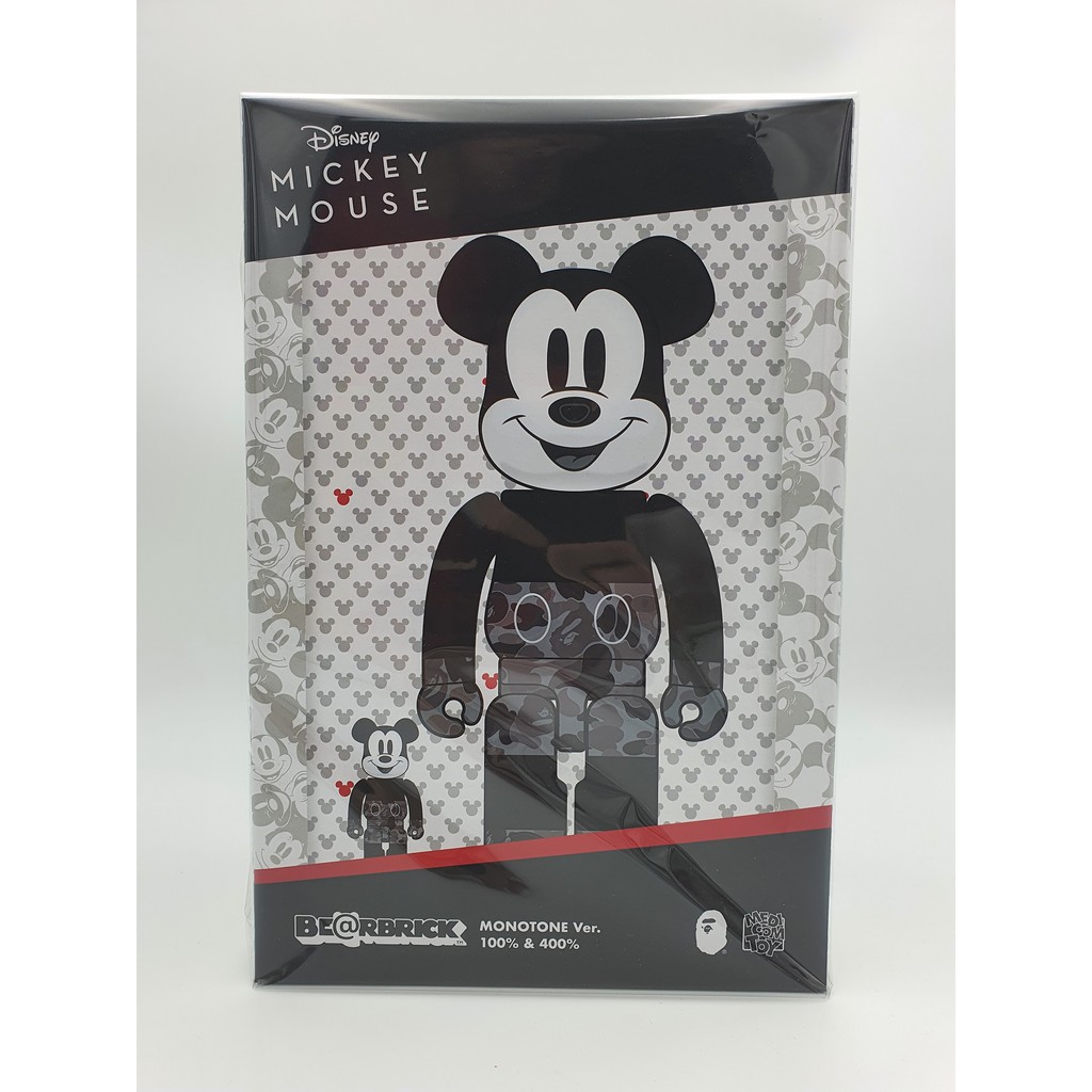 BE@RBRICK Bearbrick BAPE(R) MICKEY MOUSE MONOTONE Ver. 100％ & 400％