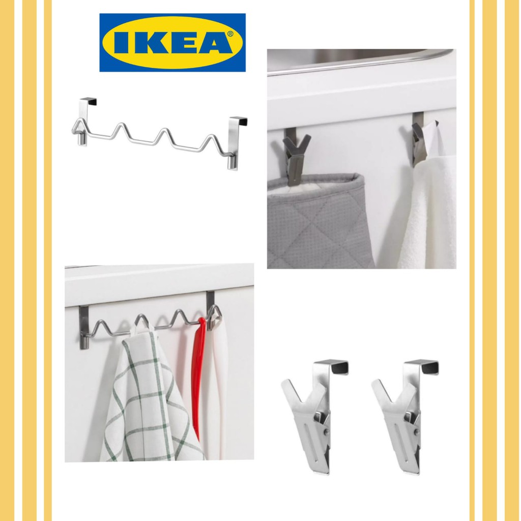 IKEA KLUNSA Hanger Clip for cabinet Door Clip Hanger kitchen Towel Over Door Hooks For Kitchen Bathroom Cabinet Shopee Malaysia