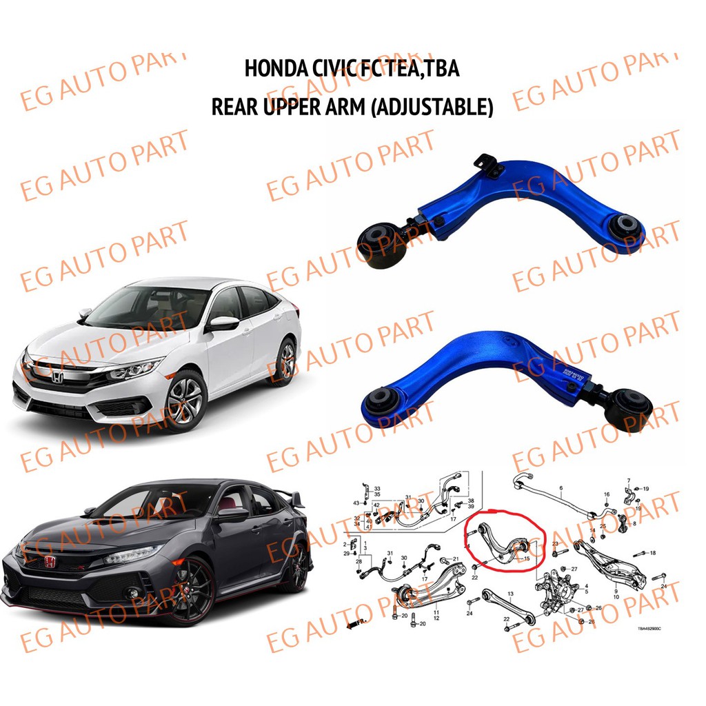 REAR UPPER/CAMBER ARM ADJUSTABLE LEFT/RIGHT HONDA CIVIC FC FK TEA,TBA ...