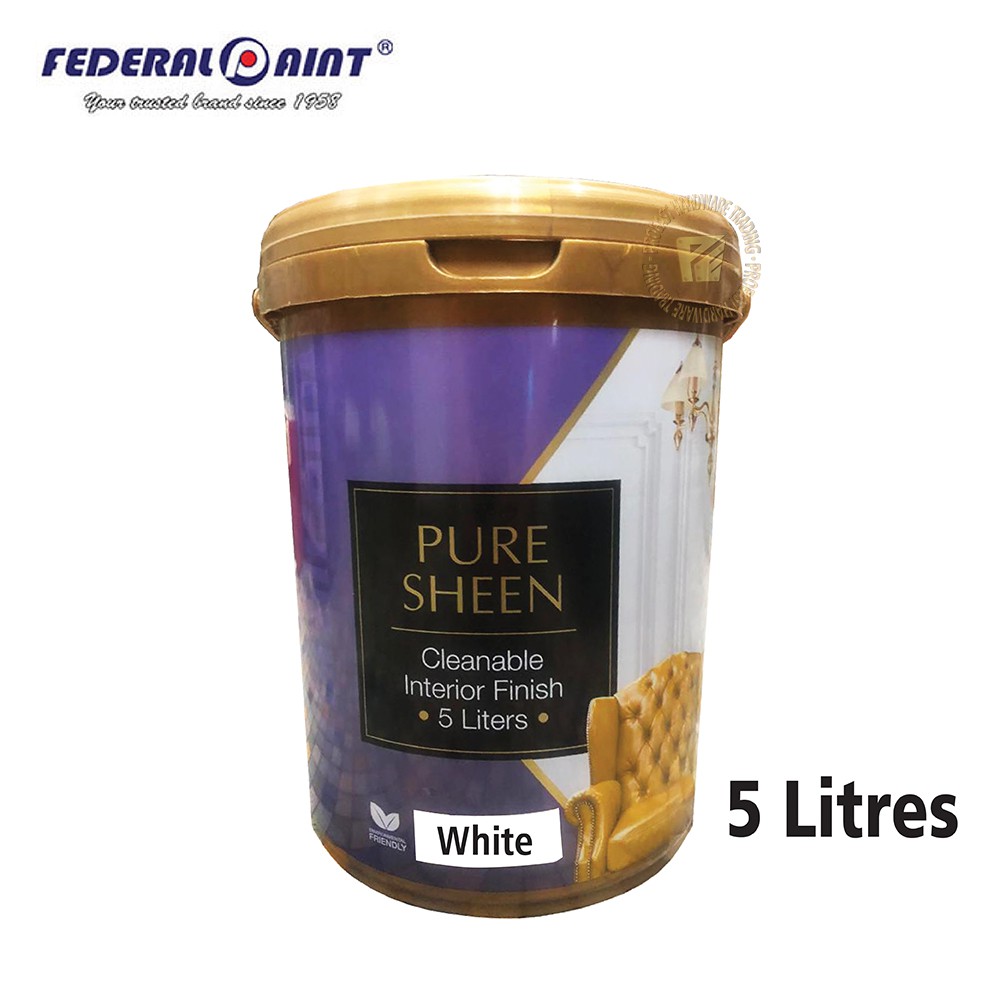 FEDERAL PURE SHEEN PAINT 5L (White) Cleanable Interior Finish