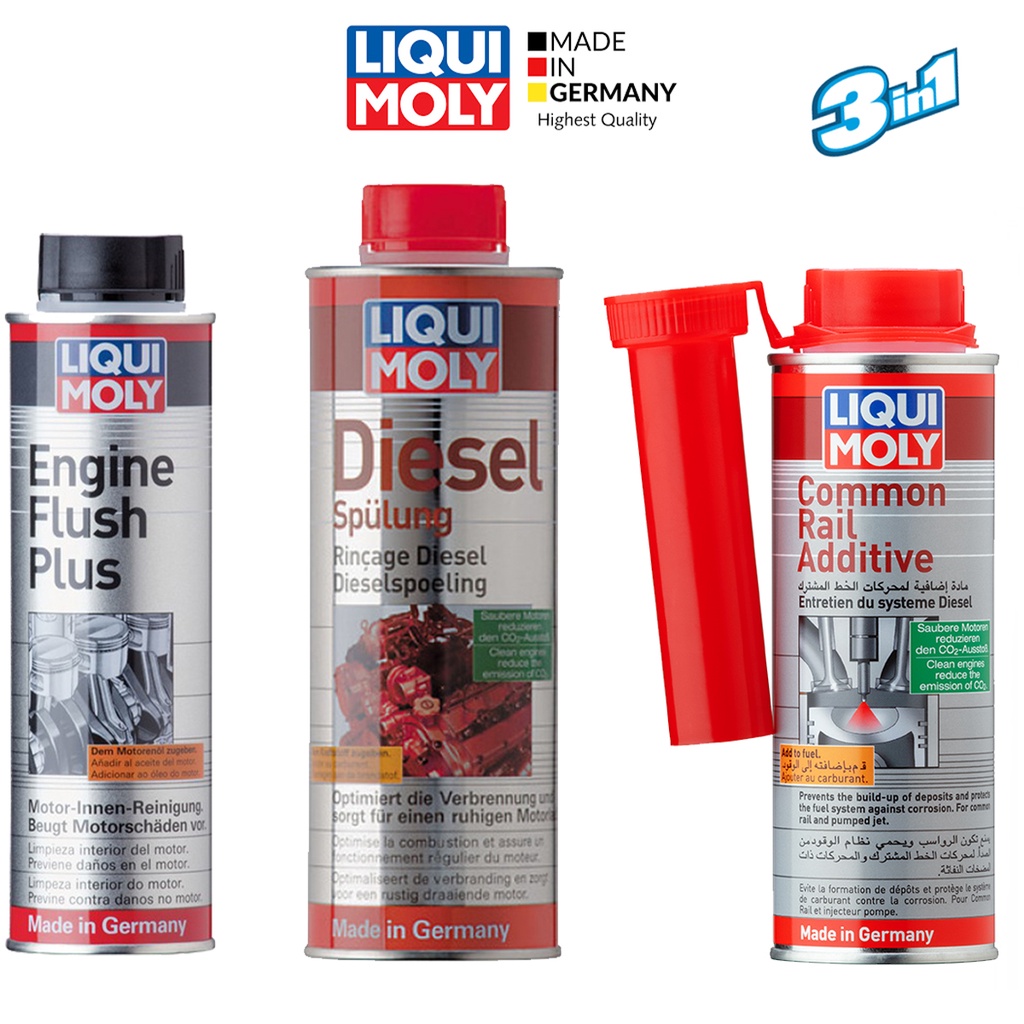 LIQUI MOLY DIESEL ADDITIVE COMPLETE PACKAGE ( 3 IN 1 ) - ENGINE FLUSH  PLUS,DIESEL PURGE,COMMON DIESEL ADDITIVE