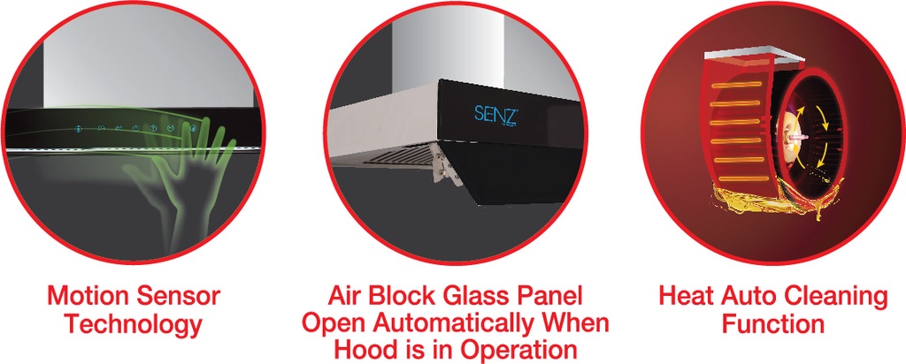 SENZ SZ-CH336iAC Heat Pro intelClean Chimney Cooker Hood With Motion ...