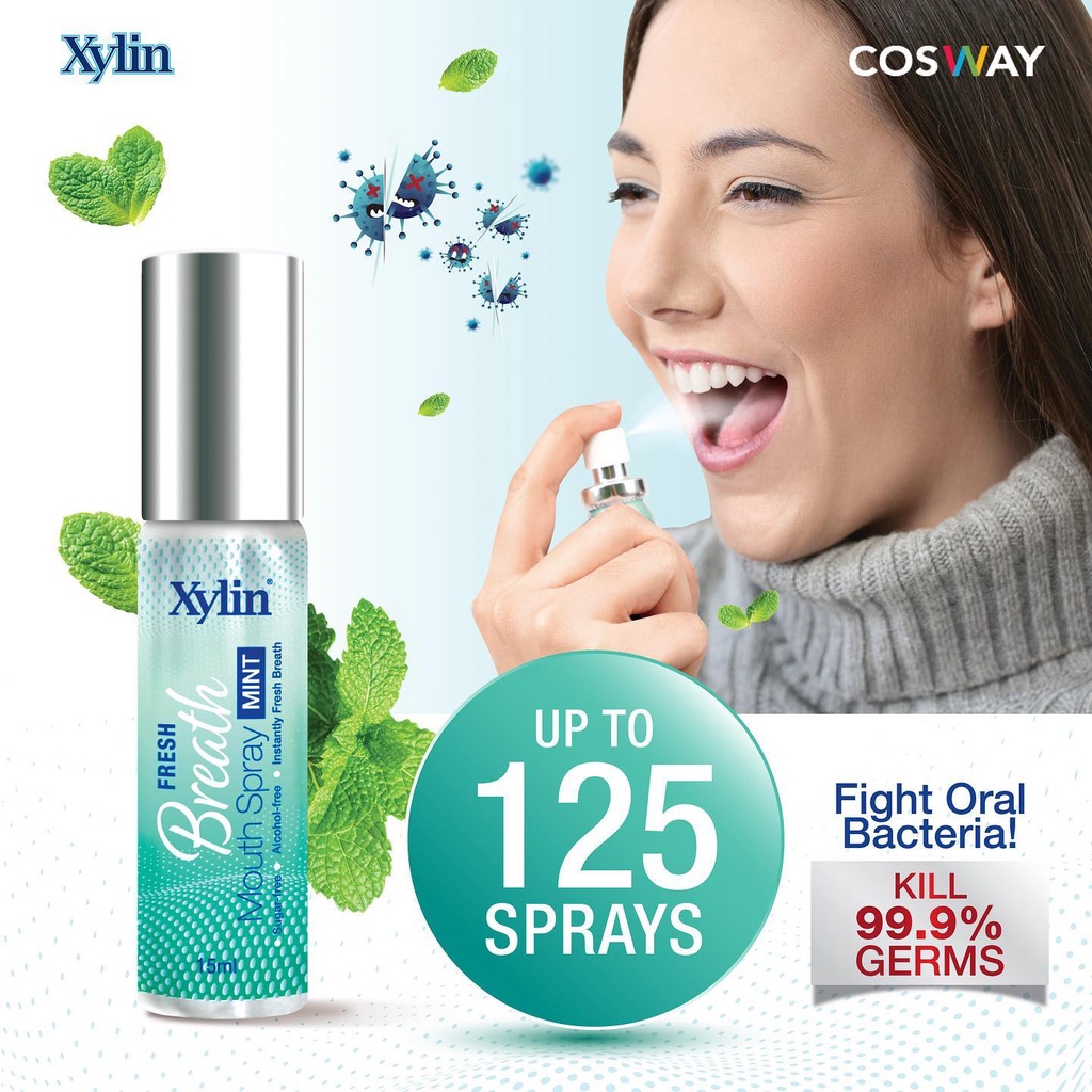 COSWAY Xylin Fresh Breath Mouth Spray 15ml (7731) Up to 125 sprays