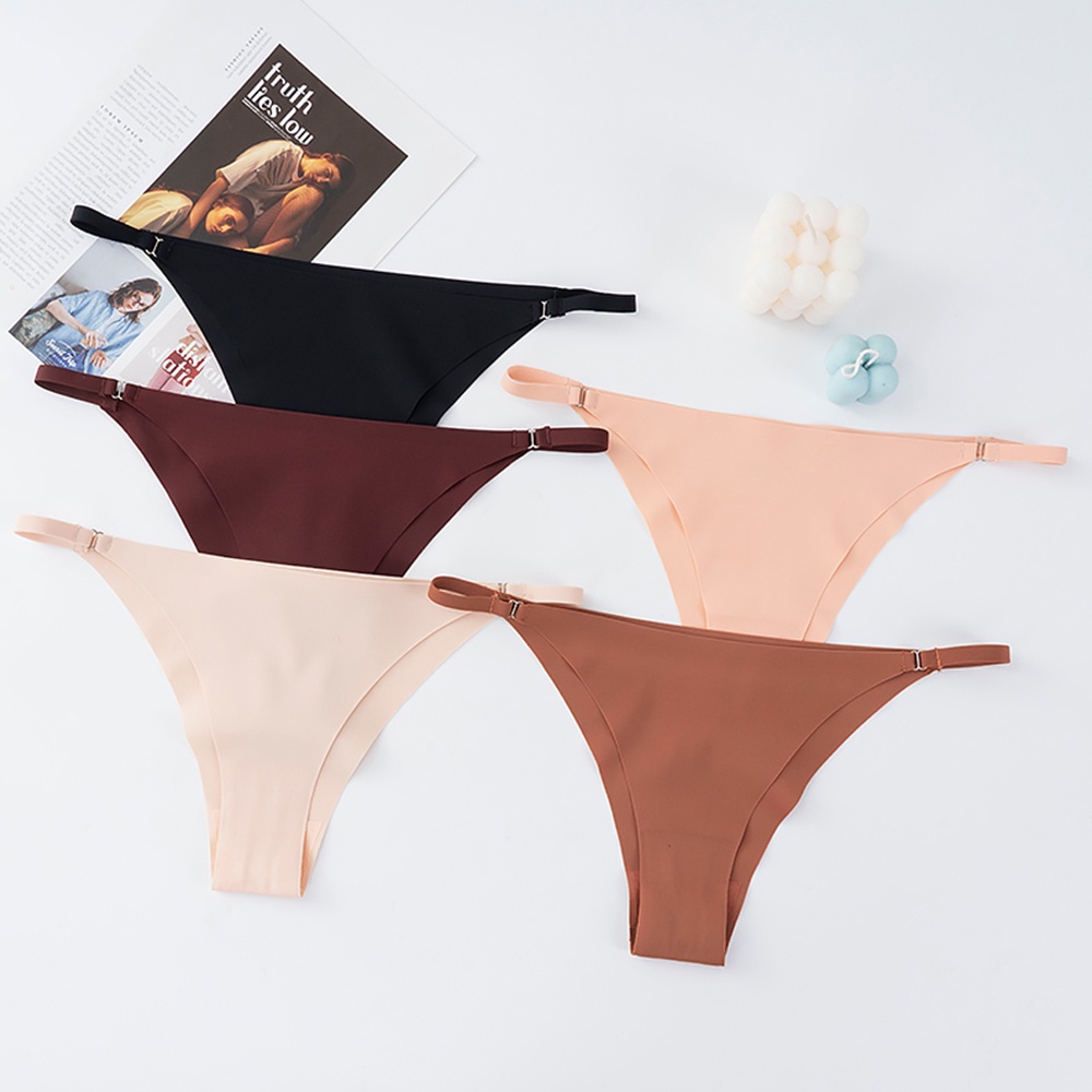 Women Sexy Panties Thin Belt Low-rise Underpants Ice Silk Seamless