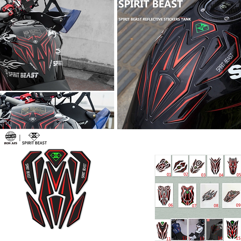 SPIRIT BEAST Motorcycle Stickers Reflective 3D Ribbon Decals Motocross ...