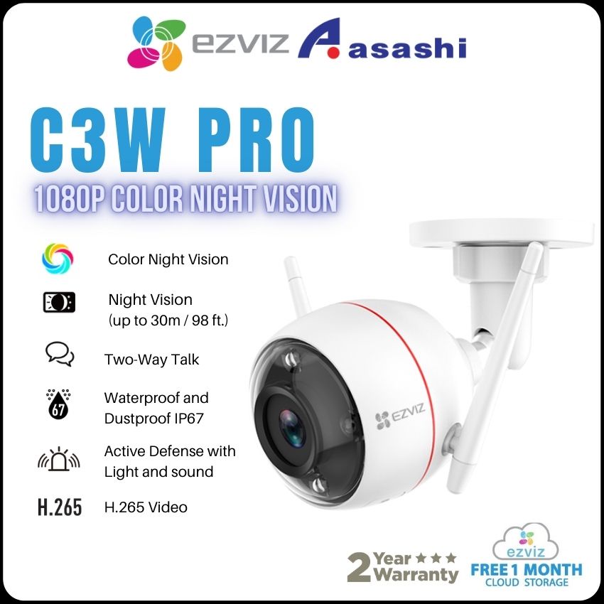 EZVIZ C3W PRO Color Night Vision 2MP / 4MP 1080P Wireless Outdoor IP67 ...