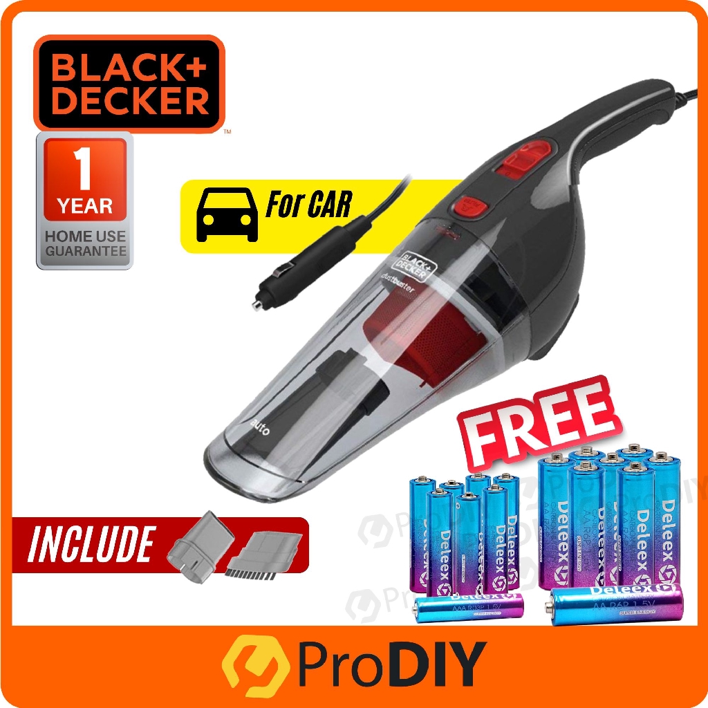 BLACK & DECKER NV1200AV Car Vacuum Dustbuster Auto Car Cleaning FOC Blue  Deleex Battery 8 x AA & 8 x AAA