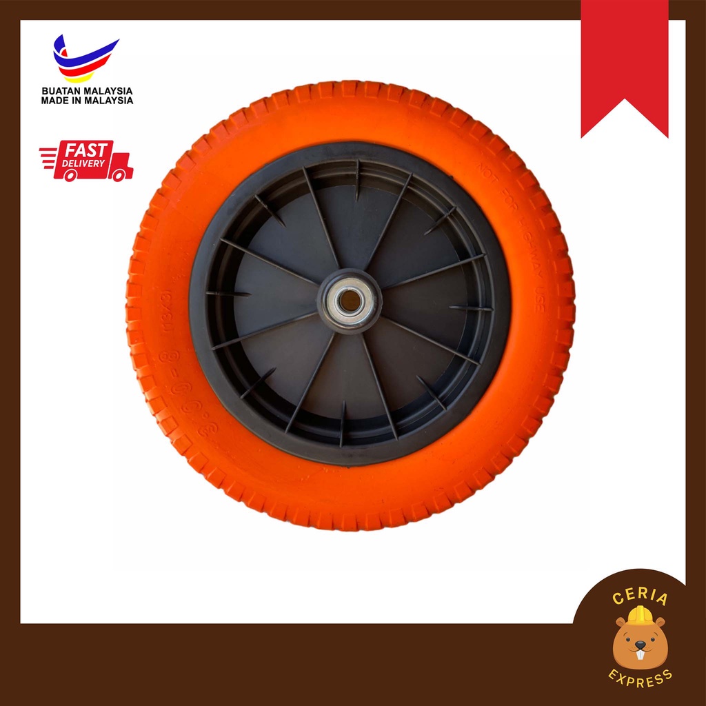 Made In Malaysia Heavy Duty Wheel Barrow Pu Tyre Tayar Mati Pvc Kereta Sorong Tolak Plastic 8302