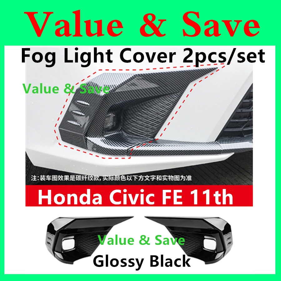 Honda Civic FE 2022 2023 2024 Car Front Fog Light Lamp Cover Front
