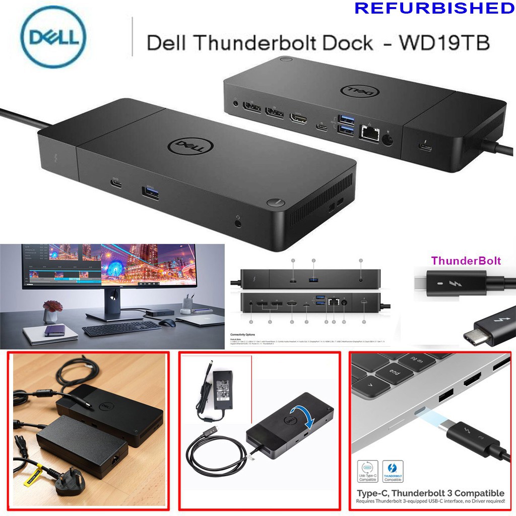 REFURBISHED) Dell WD19TB WD19TBs Thunderbolt 4K Dock with 180w Adapter USB   Gen 1 USB-C Type-C Fast Charging Docking | Shopee Malaysia