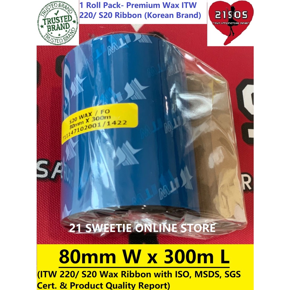 [ALL WAX] Premium ITW B220 S20 Wax Ribbon Combined Sizes Thermal ...