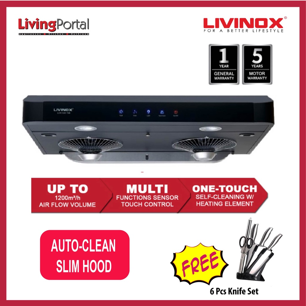 Livinox Multifunction Touch Slim Hood LCH62090B SelfCleaning