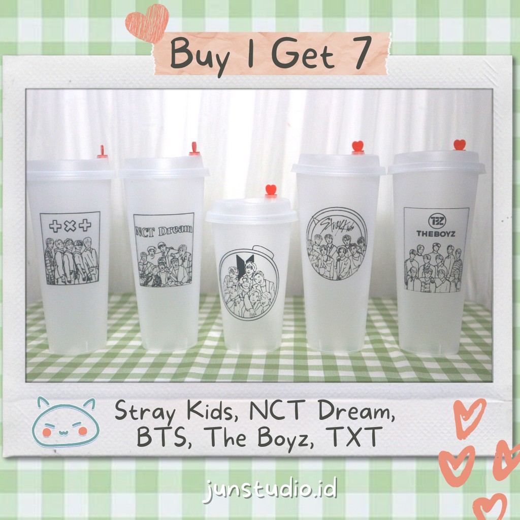 (Buy 1 Get 7) Reusable Cup Kpop Bts, Stray Kids, Nct Dream, Txt, The ...