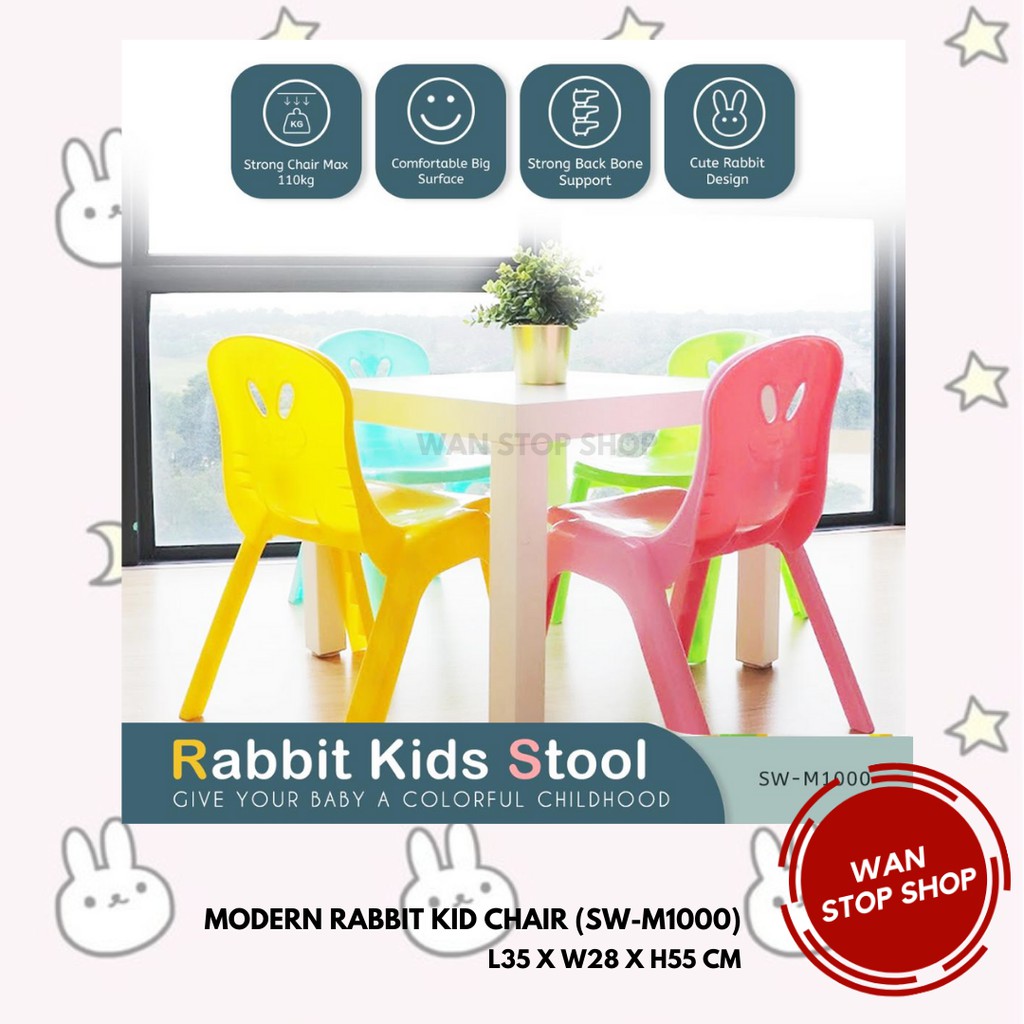 Kids Colourful Modern Rabbit Plastic Chair, Kindgarten Chairs, Kerusi ...