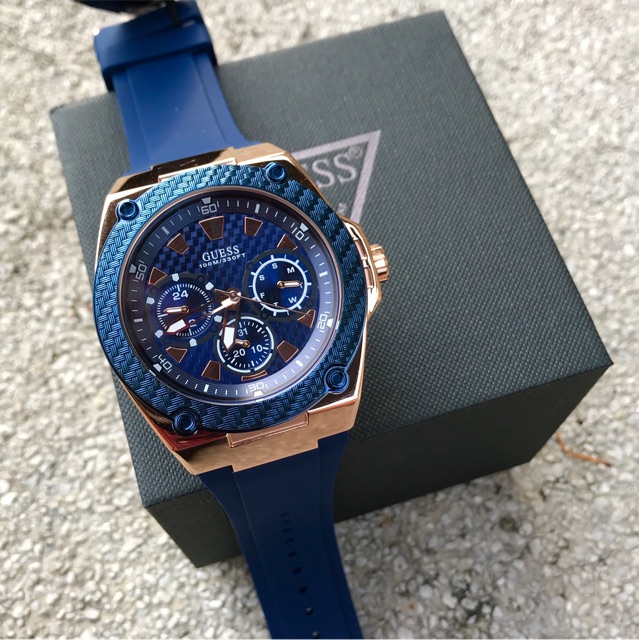 Guess Original Legacy Blue Dial Blue Silicone Men s Watch W1049G2 Shopee Malaysia
