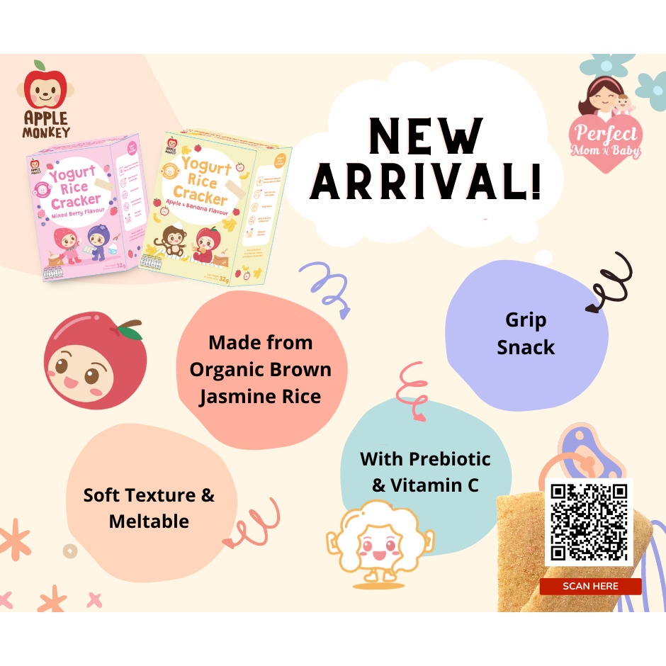 Apple Monkey Organic Rice Cracker / Rice Puff ( 6M+ / 8M+ ) | Shopee ...