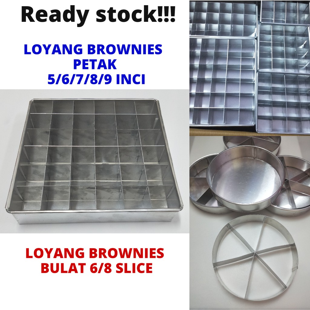 Loyang Brownies Loyang Congo Bar Dengan Cutter Set Brownies Mould Cutter 5 Inci 6 Inci 7 Inci 8