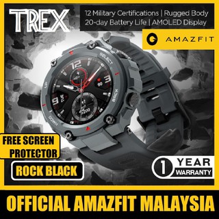  Amazfit T-Rex Smart Watch with GPS, Military Outdoor Sports  Watch for Men,20-Day Battery Life, 1.3'' AMOLED Display,5 ATM Water  Resistant, 14-Sports Modes, Heart Rate Sleep Monitor, Rock Black :  Electronics