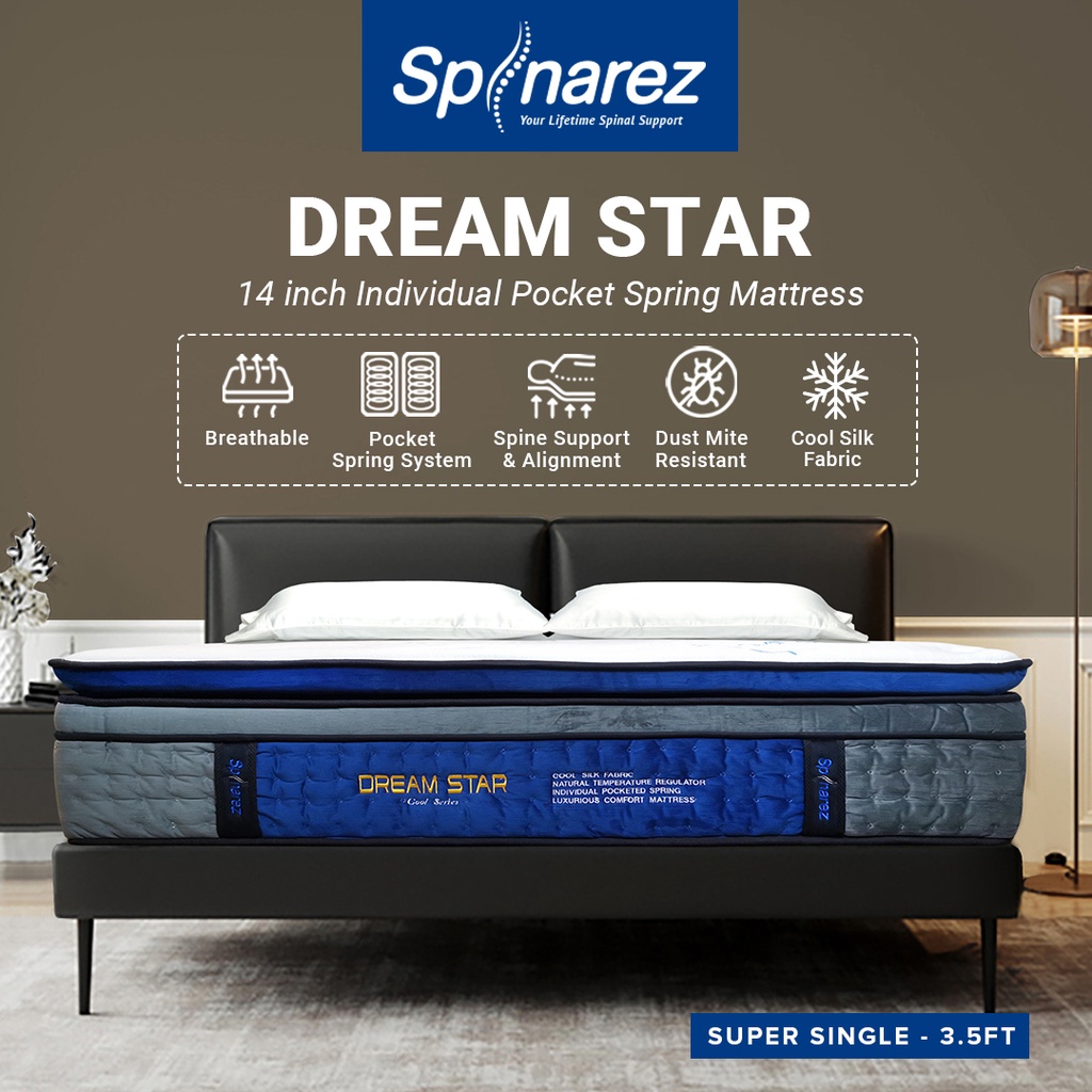 SpinaRez Dream Star Mattress 14 inch Individual Pocket Spring Mattress ...