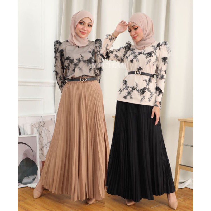 Blouse Top Ropol Ruffle Kembang Butterfly Ready Stock Black White Nude ...