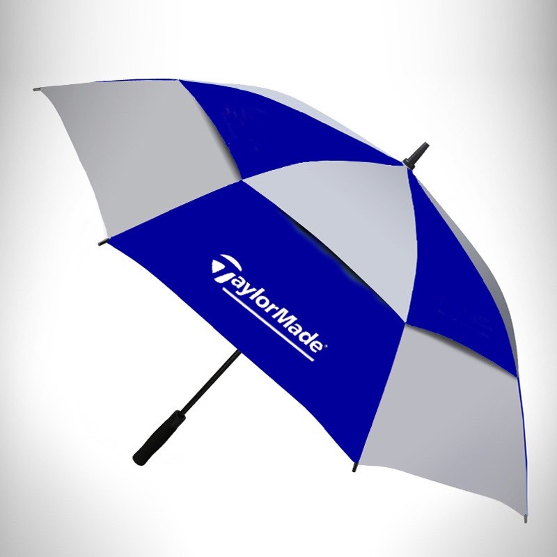 Big TaylorMade Golf Umbrella Double Canopy 138cm (Blue + Silver) Auto
