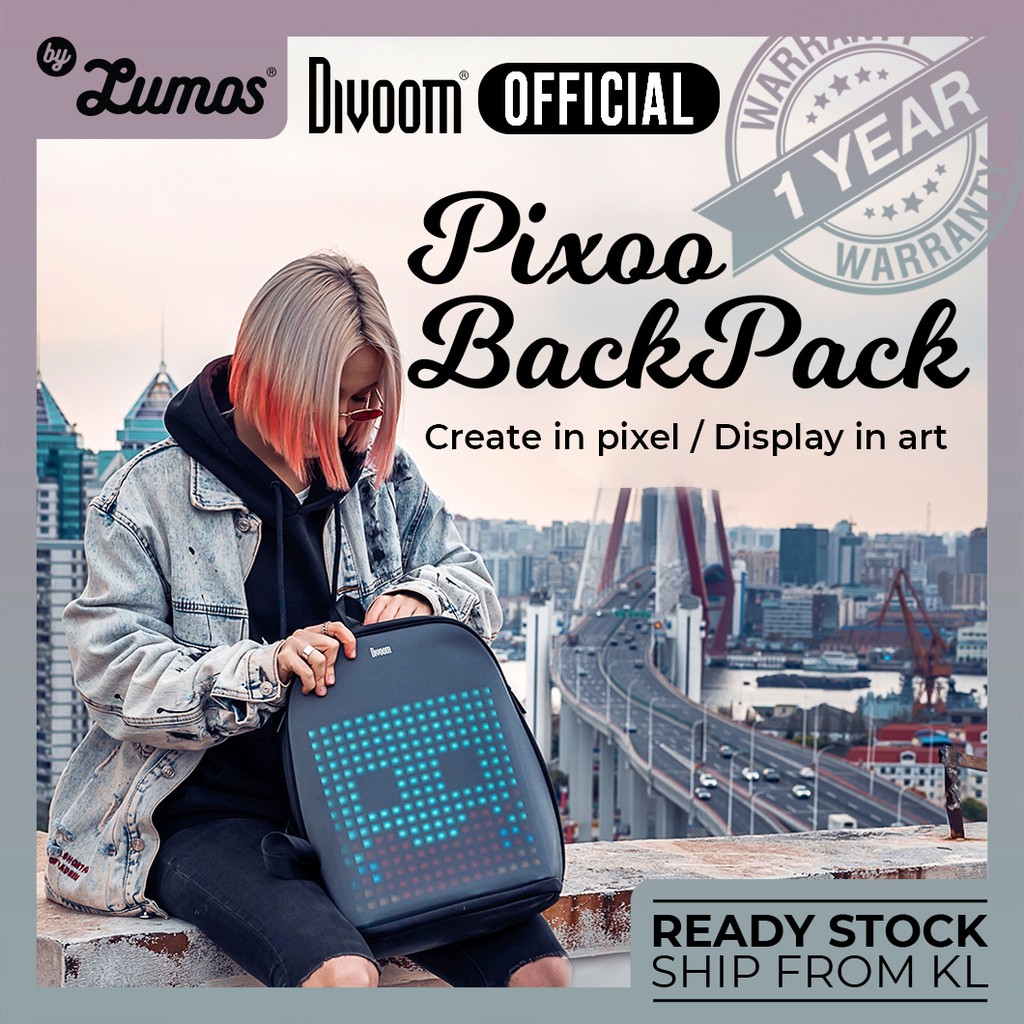 [READY STOCK] Divoom Pixoo Pixel Art Waterproof Backpack With ...