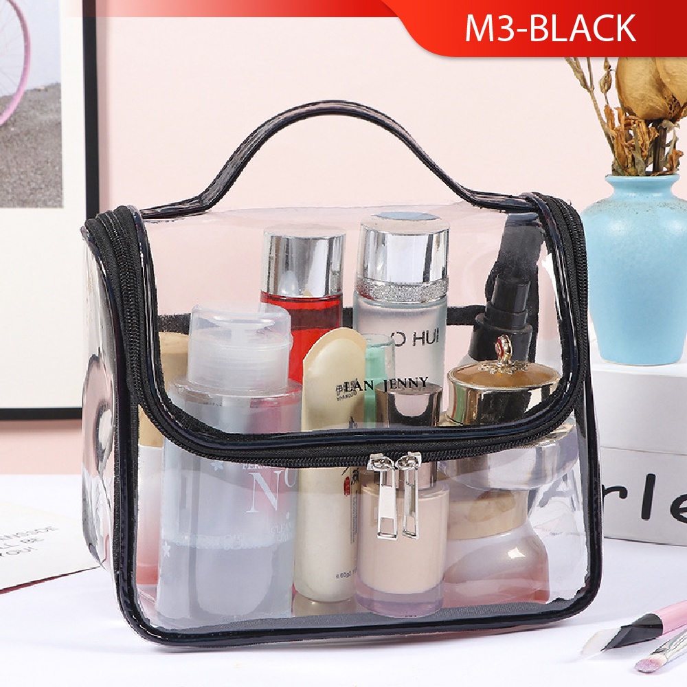 Waterproof Cosmetic Bag With Handle Easy Cleaning Transparent Portable ...