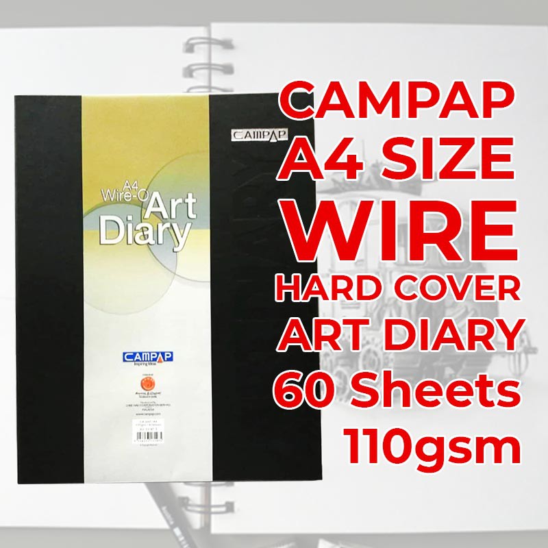 [ CAMPAP CA3147 ] A4 Size Wire O Hard Cover Art Diary ( 110gsm / 60 ...